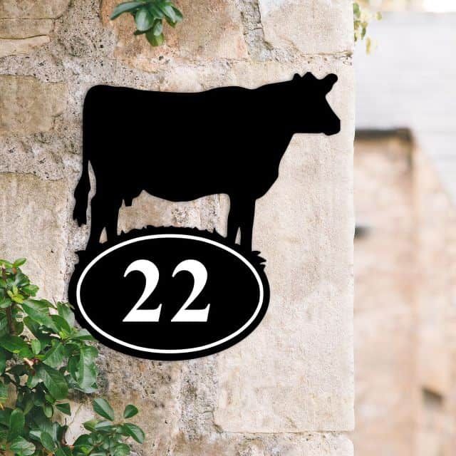 Cow Iron House Number Sign Created Out of Iron Cow Iron House Number Sign Created Out of Iron