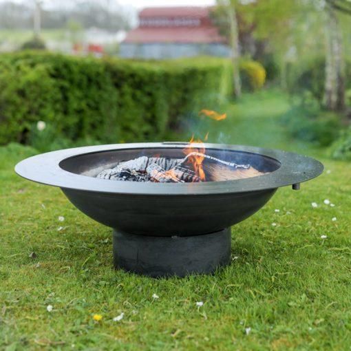 Curved Steel Bowl Fire Pit in Situ Curved Steel Bowl Fire Pit in Situ
