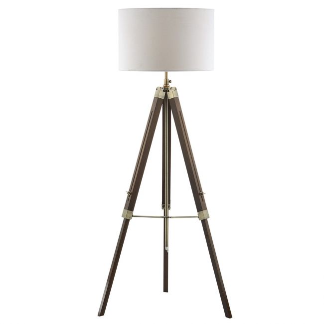 Natural Wood Tripod Design Floor Lamp with Linen Shade Natural Wood Tripod Design Floor Lamp with Linen Shade
