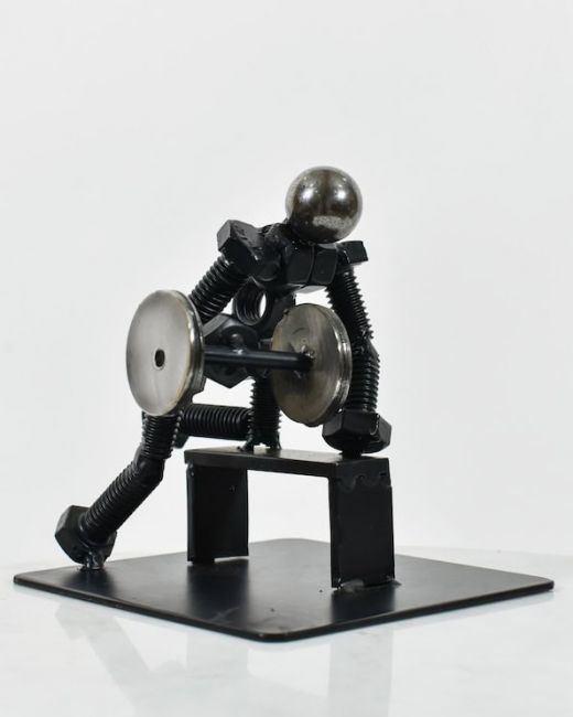 Recycled Metal Dumbbell Sculpture Recycled Metal Dumbbell Sculpture