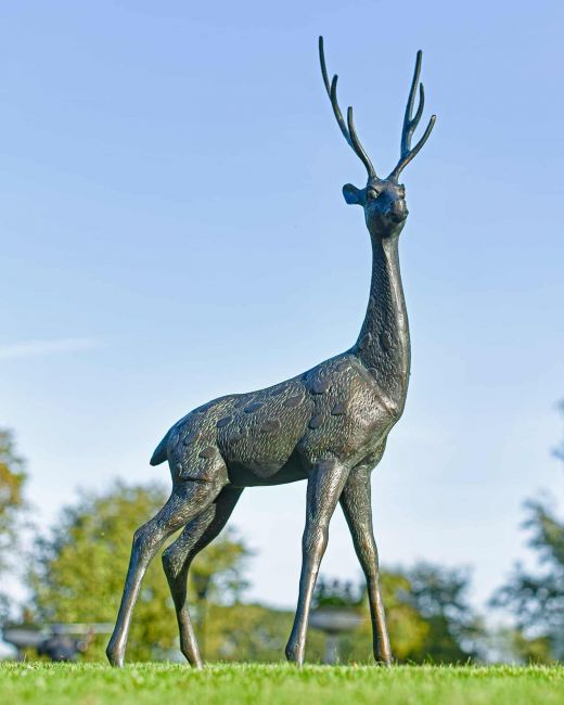 Deluxe Cast Aluminium Freestanding "Fallow" Stag Garden Sculpture Deluxe Cast Aluminium Freestanding "Fallow" Stag Garden Sculpture