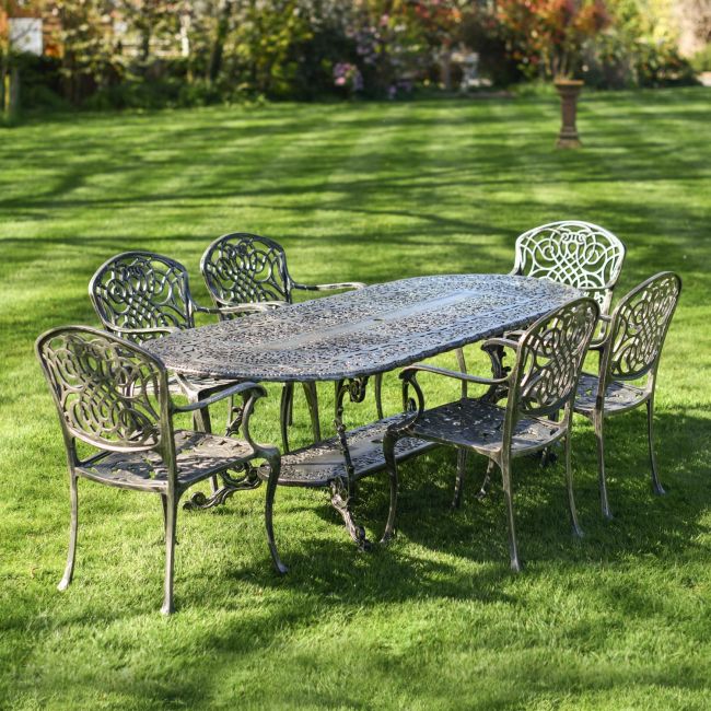 Deluxe Cast Aluminium "Acropolis" Six Seater Table & Chair Set