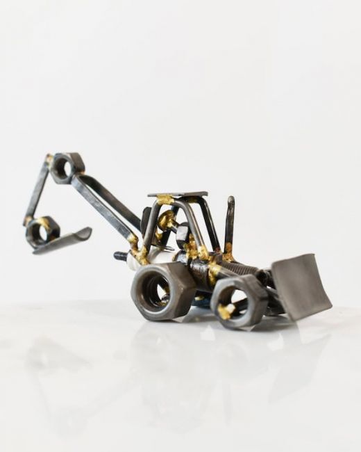 Recycled Metal Digger Sculpture