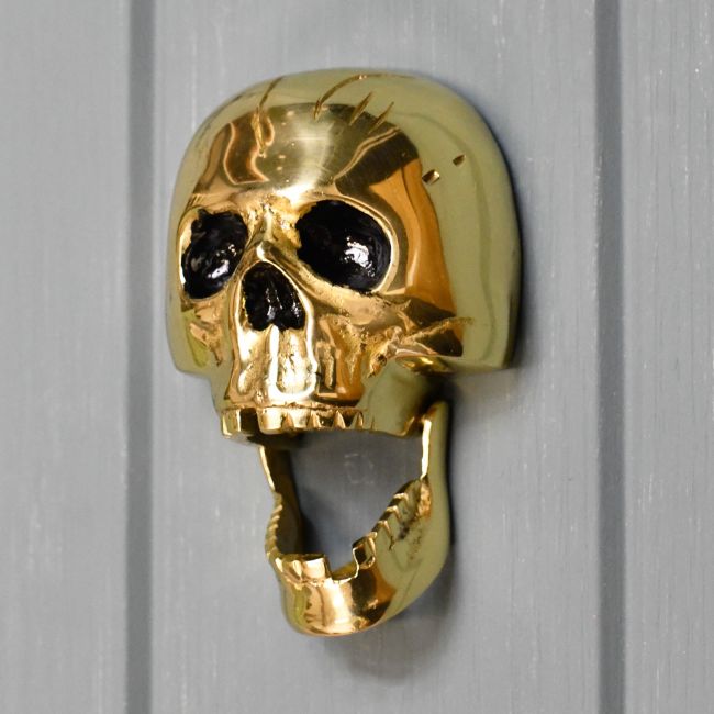 Polished Brass novelty skull door knocker Polished Brass novelty skull door knocker