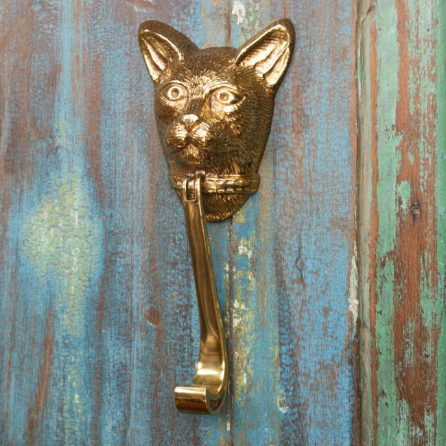 Polished Brass Cat Head Door Knocker Polished Brass Cat Head Door Knocker