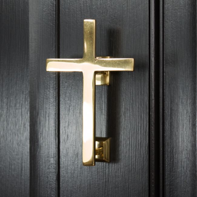 Polished Brass Cross Door Knocker Polished Brass Cross Door Knocker