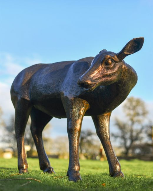 Cast Aluminium Brushed Bronze "Marla" Doe Sculpture