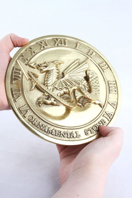 Polished Brass "Welsh Dragon" Sundial - 180mm Polished Brass "Welsh Dragon" Sundial - 180mm