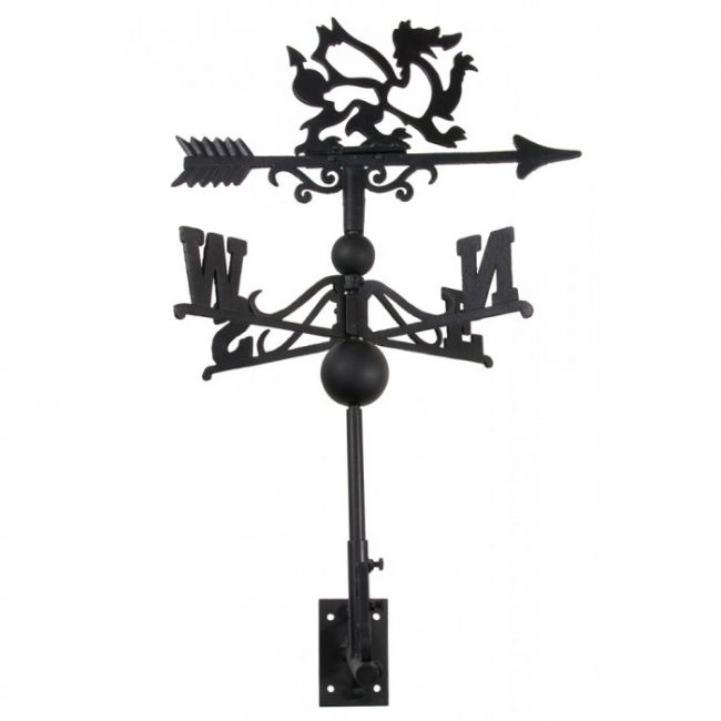 Cast Iron "Welsh Dragon" Weathervane on Universal Bracket Cast Iron "Welsh Dragon" Weathervane on Universal Bracket