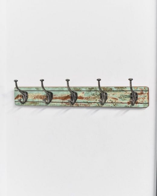 Reclaimed Wood & Iron Coat Hooks - Five Reclaimed Wood & Iron Coat Hooks - Five