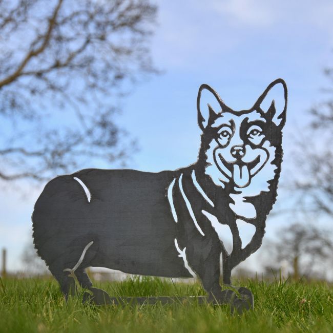 Staffordshire Bull Terrier Silhouette on Display in the Garden Staffordshire Bull Terrier Silhouette on Display in the Garden