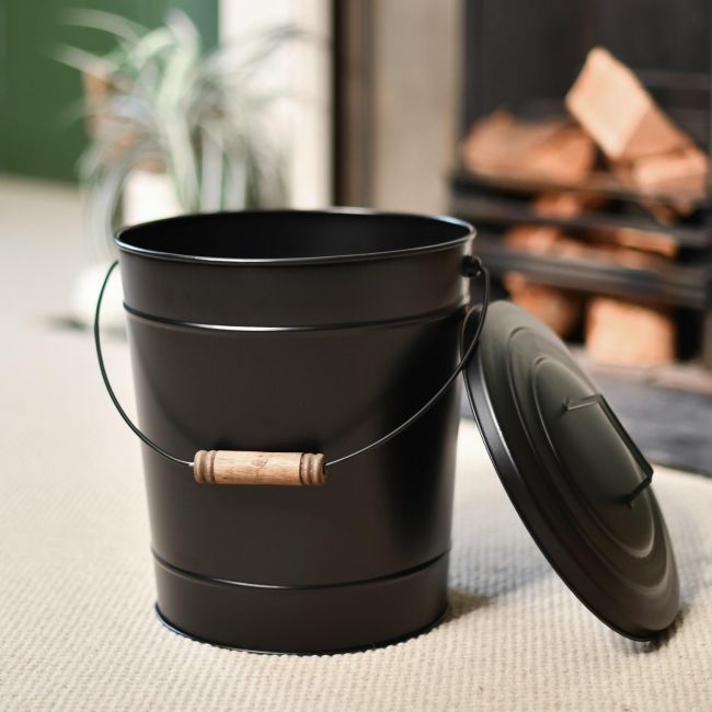 Cream Kindling Bucket with Lid 