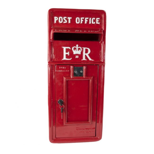 "Original Reproduction" Elizabeth Regina Post & Parcel Box Finished in Red With White Text "Original Reproduction" Elizabeth Regina Post & Parcel Box Finished in Red With White Text