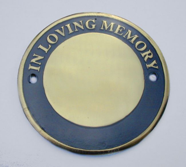 Polished Brass Circular Bench Memorial Plaque Polished Brass Circular Bench Memorial Plaque