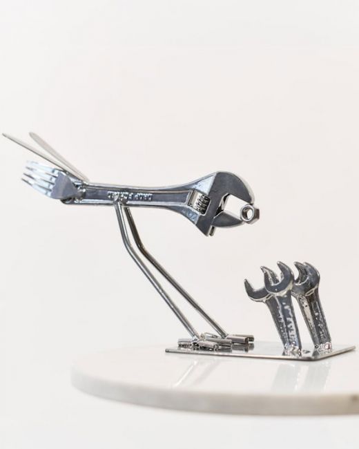 "Fledgling"s Feast" Recycled Metal Sculpture