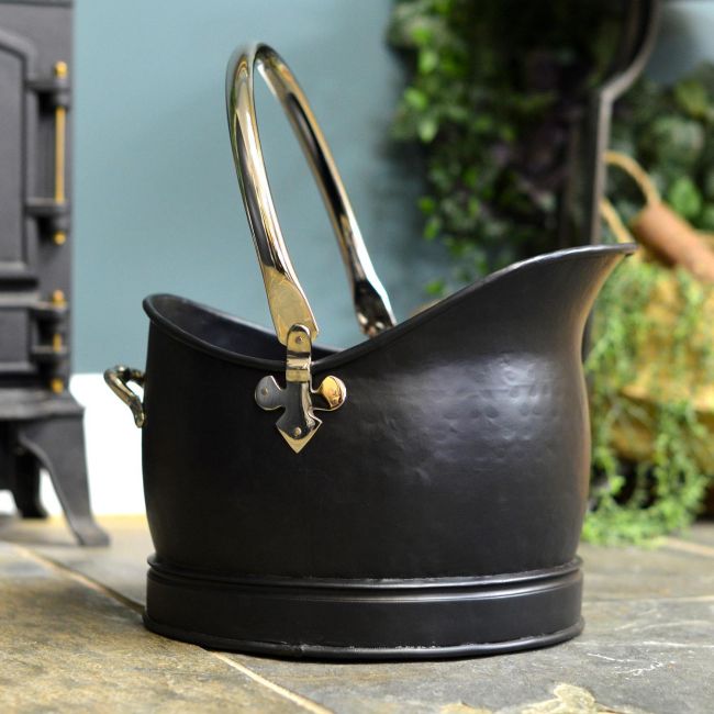 "Hinswick" Victorian Black Iron and Nickel Coal Bucket - Large "Hinswick" Victorian Black Iron and Nickel Coal Bucket - Large