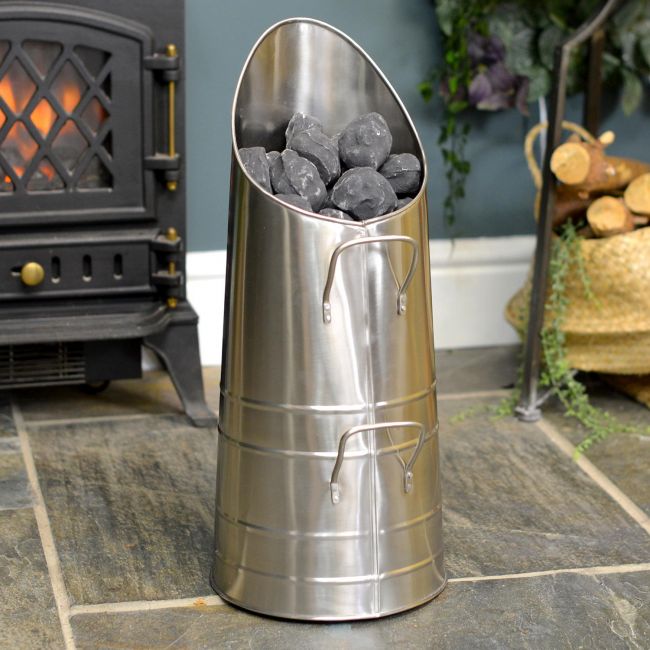 Traditional Coal Hod Finished in an Antique Pewter