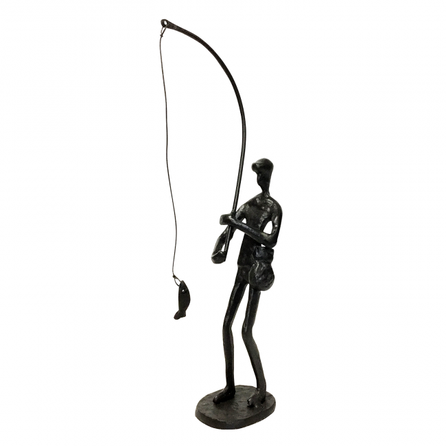 "Fishing" Indoor Ornament in a Black Finish