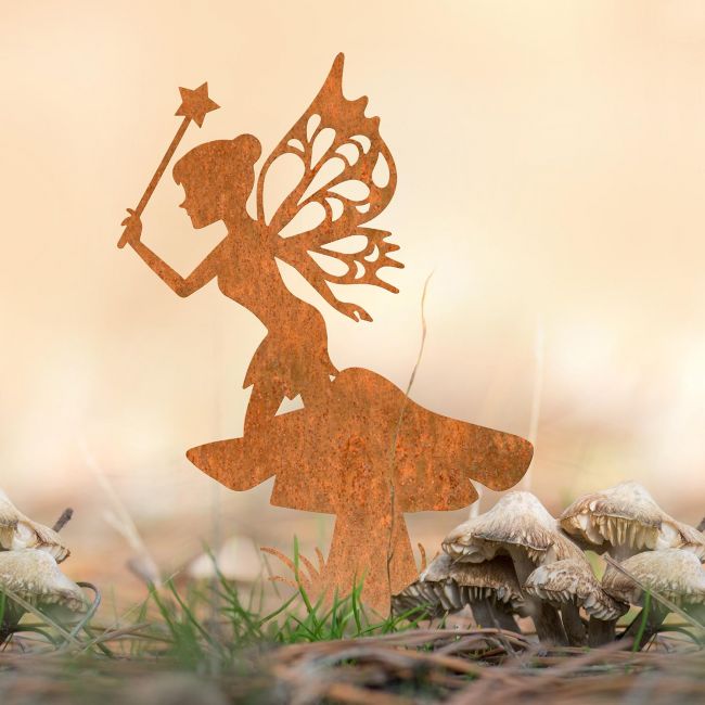 Flower Fairy Sitting on Toad Stool Silhouette in Situ