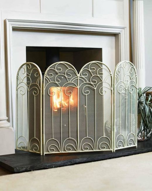 French Cream Victoriana Fire Screen in Situ French Cream Victoriana Fire Screen in Situ