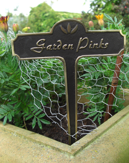 Garden Pinks Brass Garden Plant Sign Garden Pinks Brass Garden Plant Sign