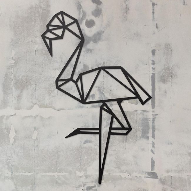 Geometric Flamingo Wall Art on a Rustic Grey Wall