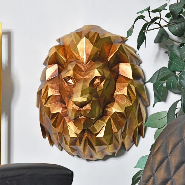 Geometric Lion Head Wall Art in Situ in a Living room Geometric Lion Head Wall Art in Situ in a Living room