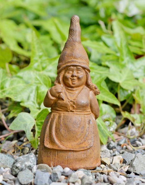 Cast Iron Lady Gnome Sculpture