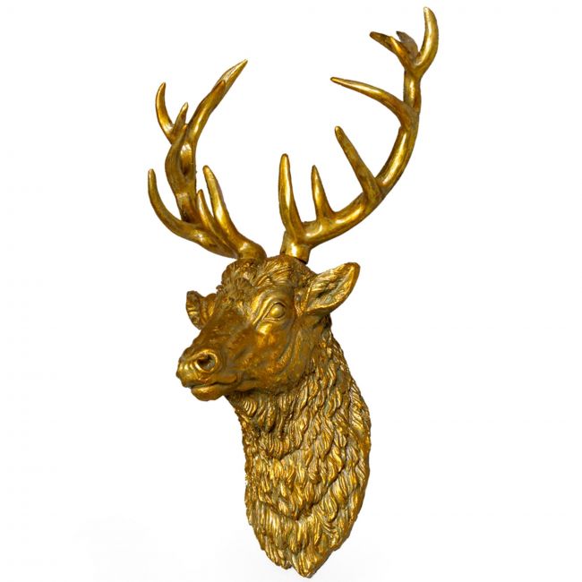 Stag Wall Bust Finished in a Gold Finish Stag Wall Bust Finished in a Gold Finish