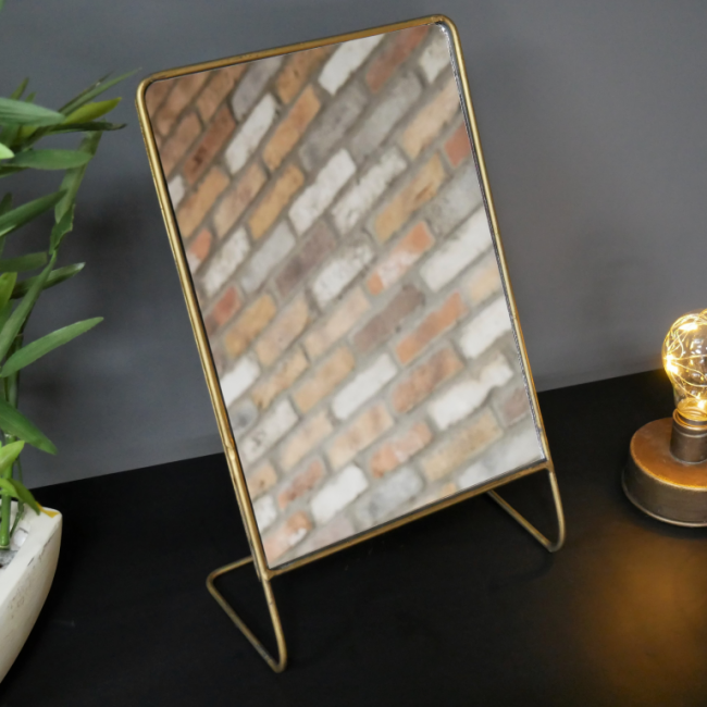 Gold Table Top Mirror in Situ in the Home Gold Table Top Mirror in Situ in the Home