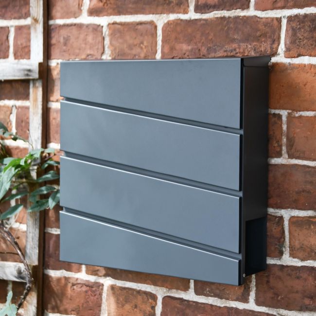 Granite Grey "Cambered Trigon" Modern Wall Mounted Post Box & Newspaper Holder Granite Grey "Cambered Trigon" Modern Wall Mounted Post Box & Newspaper Holder