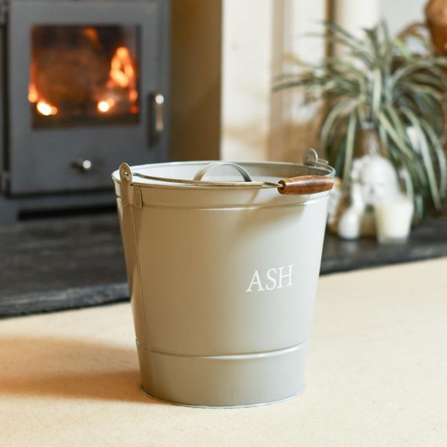 Cream Kindling Bucket with Lid 