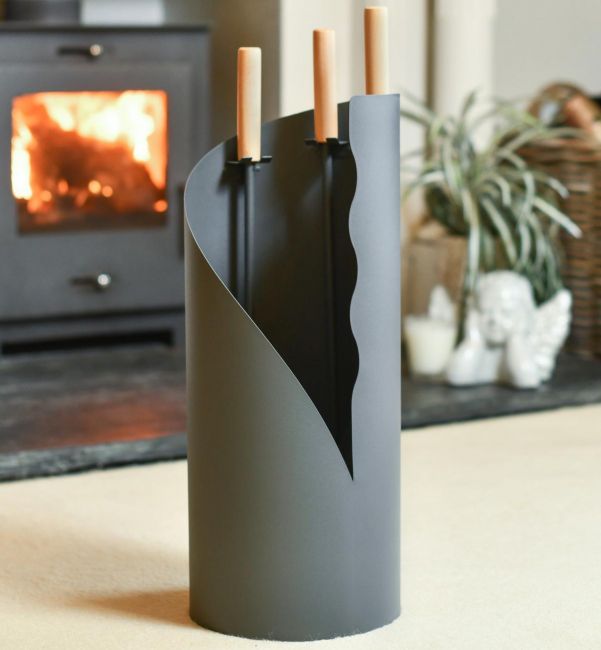 Contemporary Brushed Steel Companion Set In Situ Contemporary Brushed Steel Companion Set In Situ