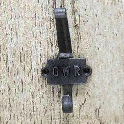 Iron coat Hook With "GWR" Imprinted Into The Back Plate Iron coat Hook With "GWR" Imprinted Into The Back Plate