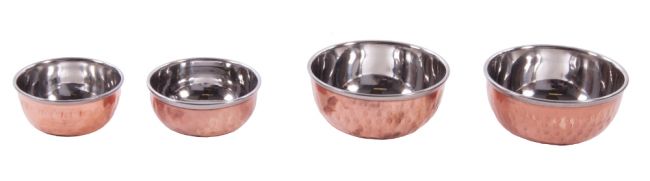 Copper and Steel Hammered Effect Round Dishes Copper and Steel Hammered Effect Round Dishes