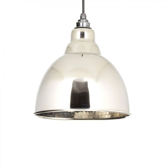 Hammered Nickel Bowl-Style Interior Hanging Light Hammered Nickel Bowl-Style Interior Hanging Light