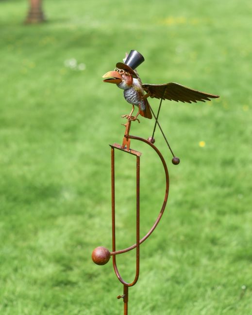 Hand Painted Bird In Top Hat Rocker
