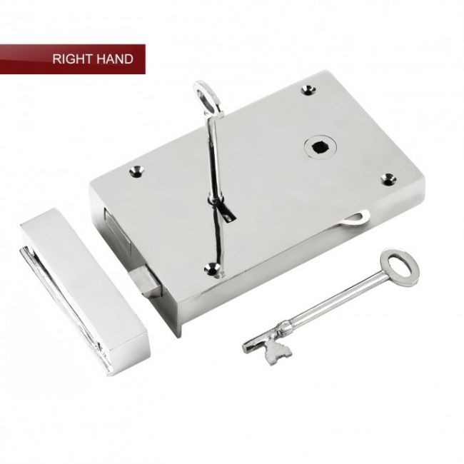 Large Bright Chrome Rim Lock Large Bright Chrome Rim Lock