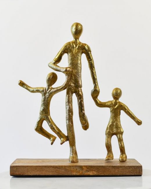 "Holding On" Aluminium and Mango Wood Sculpture - Gold "Holding On" Aluminium and Mango Wood Sculpture - Gold