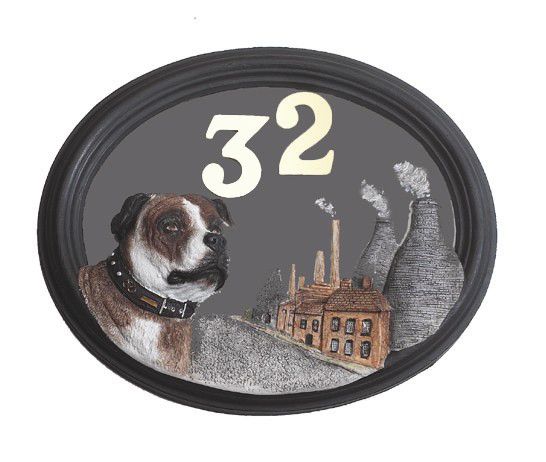 House Sign - Hand Painted - Staffordshire Bull Terrier House Sign - Hand Painted - Staffordshire Bull Terrier