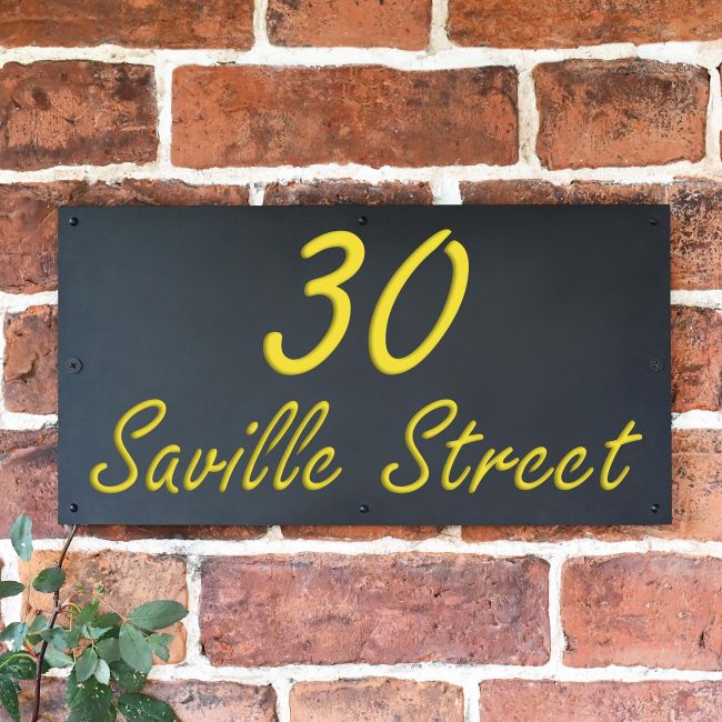"Saville" House Sign Finished in a Zinc Yellow