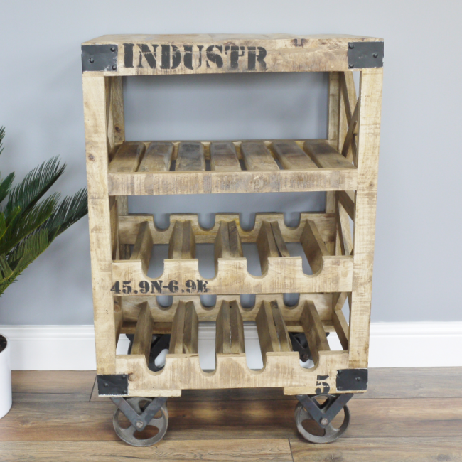Industrial Crate Wine Trolley in the Home Industrial Crate Wine Trolley in the Home
