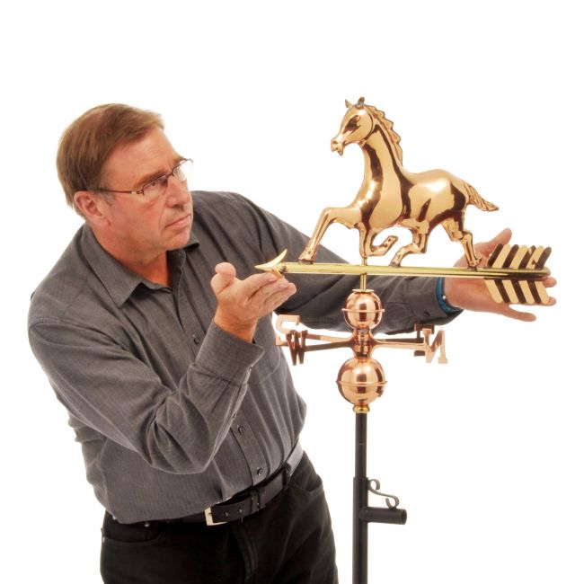 Polished Copper Weathervane Horse Motif