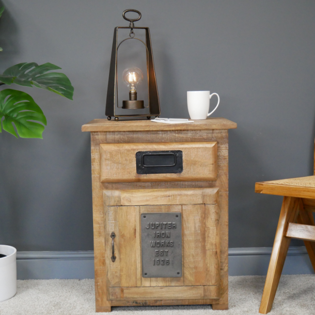 "Jupiter Iron Works" Industrial Bedside Cabinet in Situ "Jupiter Iron Works" Industrial Bedside Cabinet in Situ