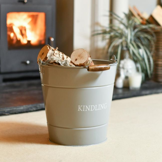 Grey "Kindling" Log Store Bucket In Situ Grey "Kindling" Log Store Bucket In Situ