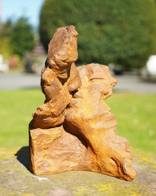 Rustic Cast Iron "Kissing Couple" Garden Sculpture