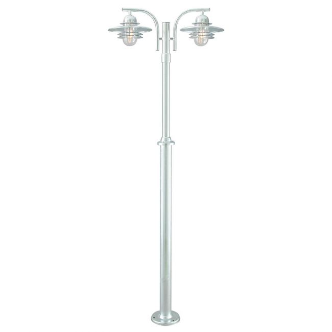 Large Adjustable Galvanised Steel "Twin Light" Lamp Post & Lantern Set Large Adjustable Galvanised Steel "Twin Light" Lamp Post & Lantern Set