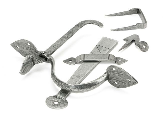 Large Antique Pewter Gothic Thumb Latch Set Large Antique Pewter Gothic Thumb Latch Set