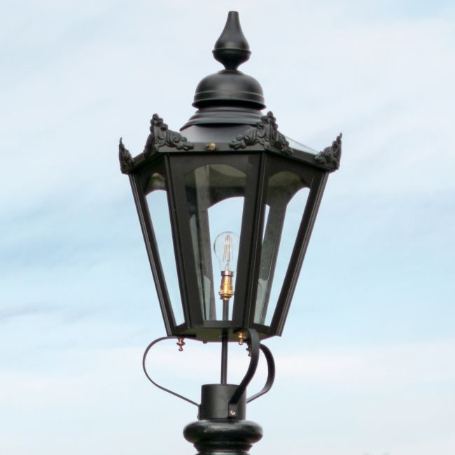 Large Black Hexagonal Lamp Post Top Large Black Hexagonal Lamp Post Top