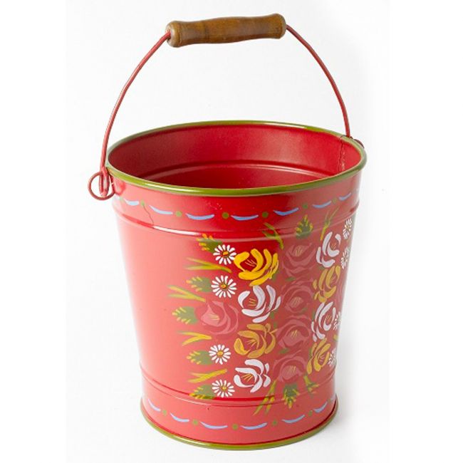 23cm Large Narrowboat Hand Painted Bucket Finished in Red 23cm Large Narrowboat Hand Painted Bucket Finished in Red